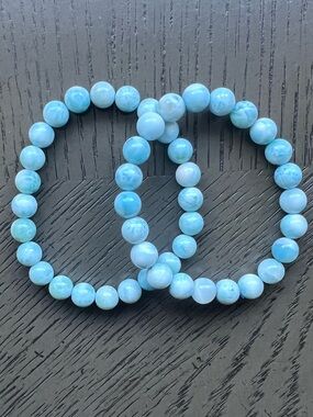 ( ONE ) HQ Gorgeous Larimar bracelet 8mm 6.75-7’